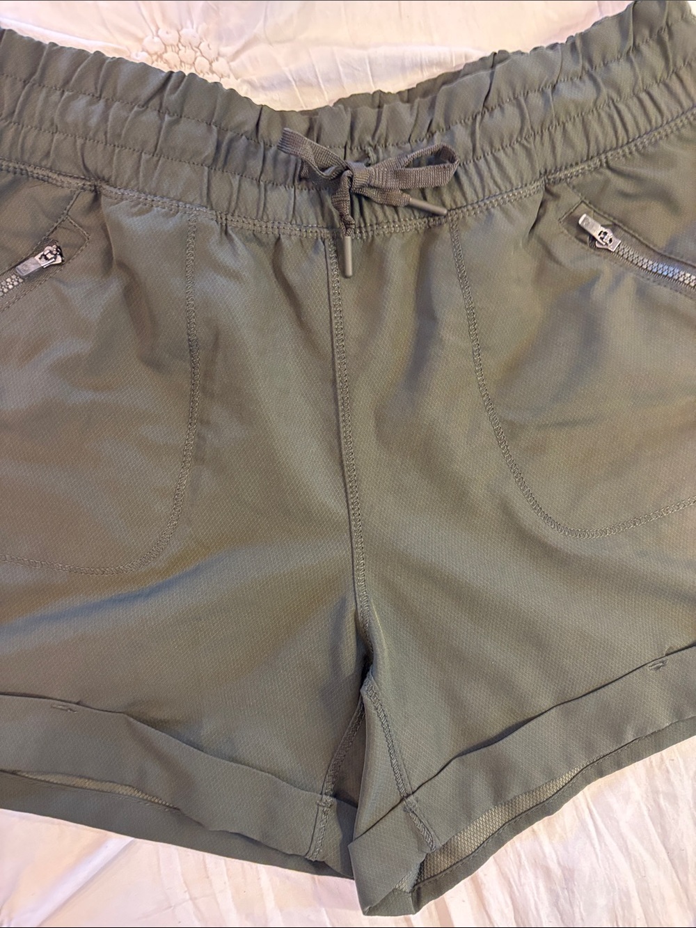 Tangerine Olive Drawstring Athletic Shorts - Picture 8 of 8